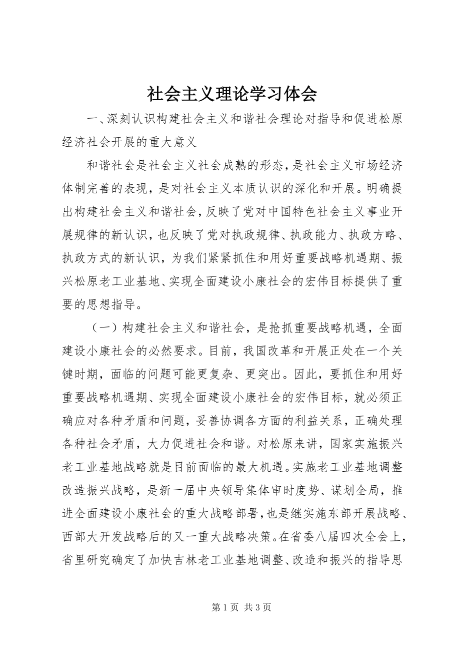 2023年社会主义理论学习体会.docx_第1页