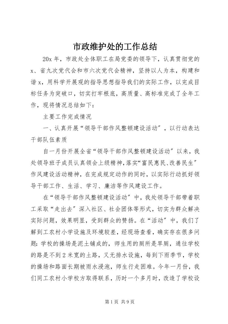 2023年市政维护处的工作总结.docx_第1页