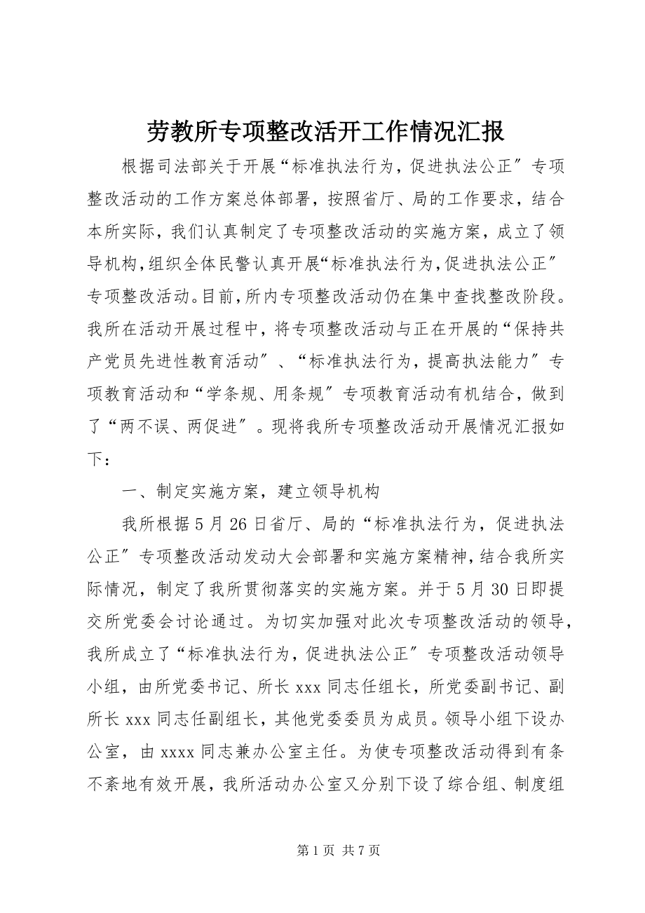 2023年劳教所专项整改活动工作情况汇报.docx_第1页