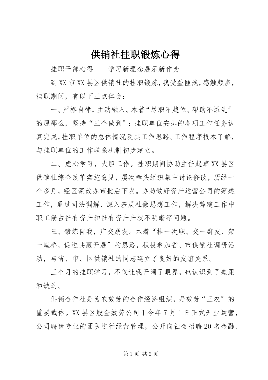 2023年供销社挂职锻炼心得.docx_第1页