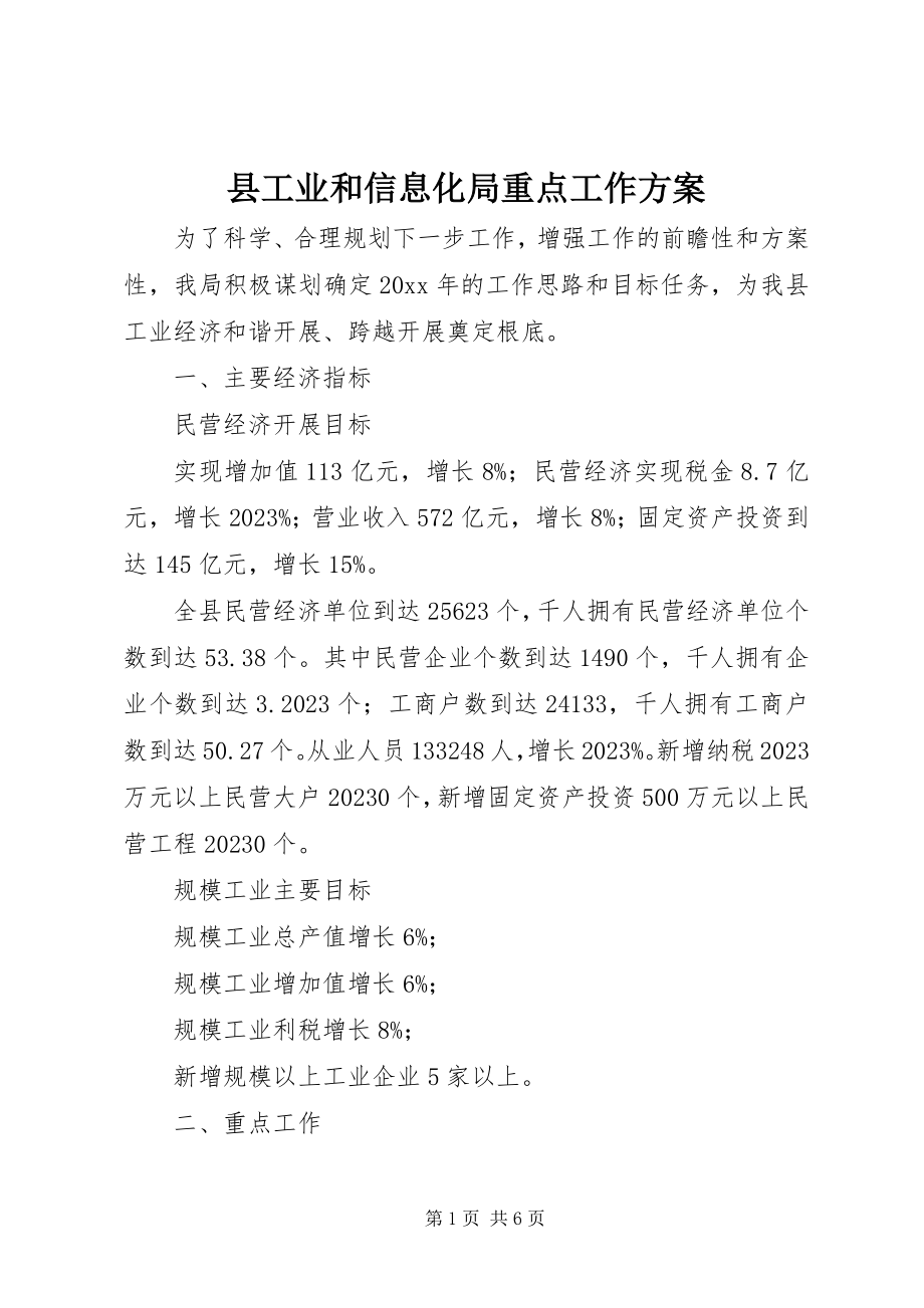 2023年县工业和信息化局重点工作计划.docx_第1页