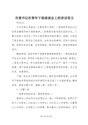 2023年市委书记在青年干部座谈会上的致辞2.docx