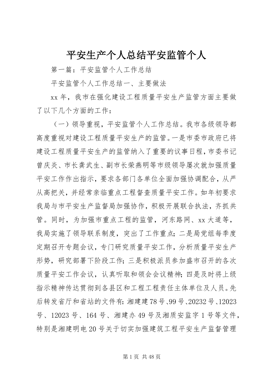 2023年安全生产个人总结安全监管个人新编.docx_第1页