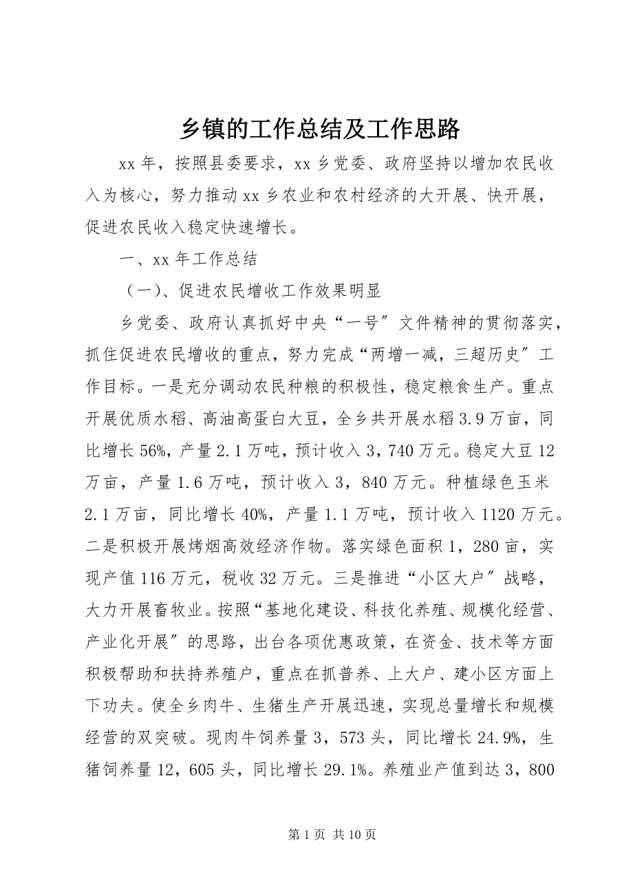 2023年乡镇的工作总结及工作思路.docx_第1页