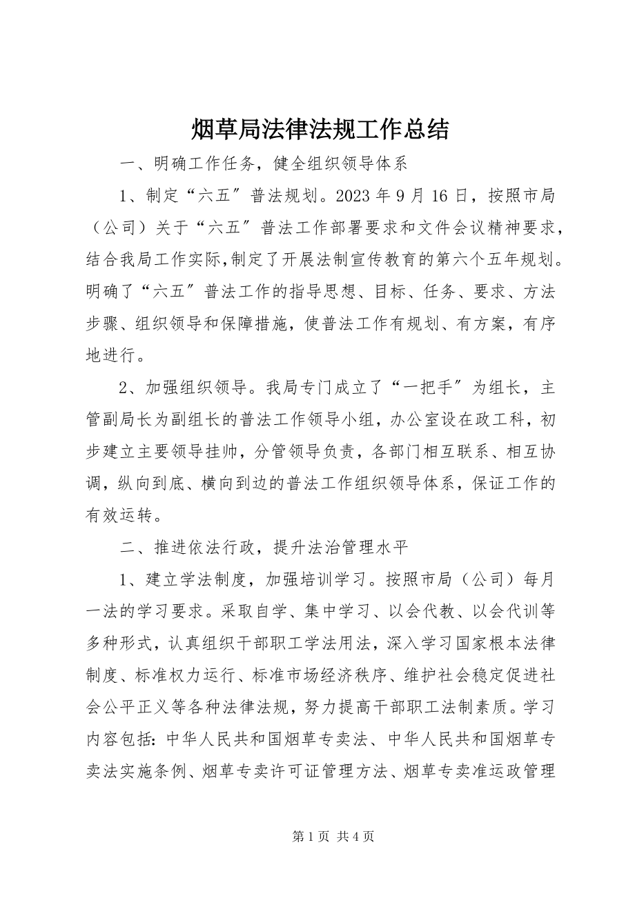 2023年烟草局法律法规工作总结.docx_第1页