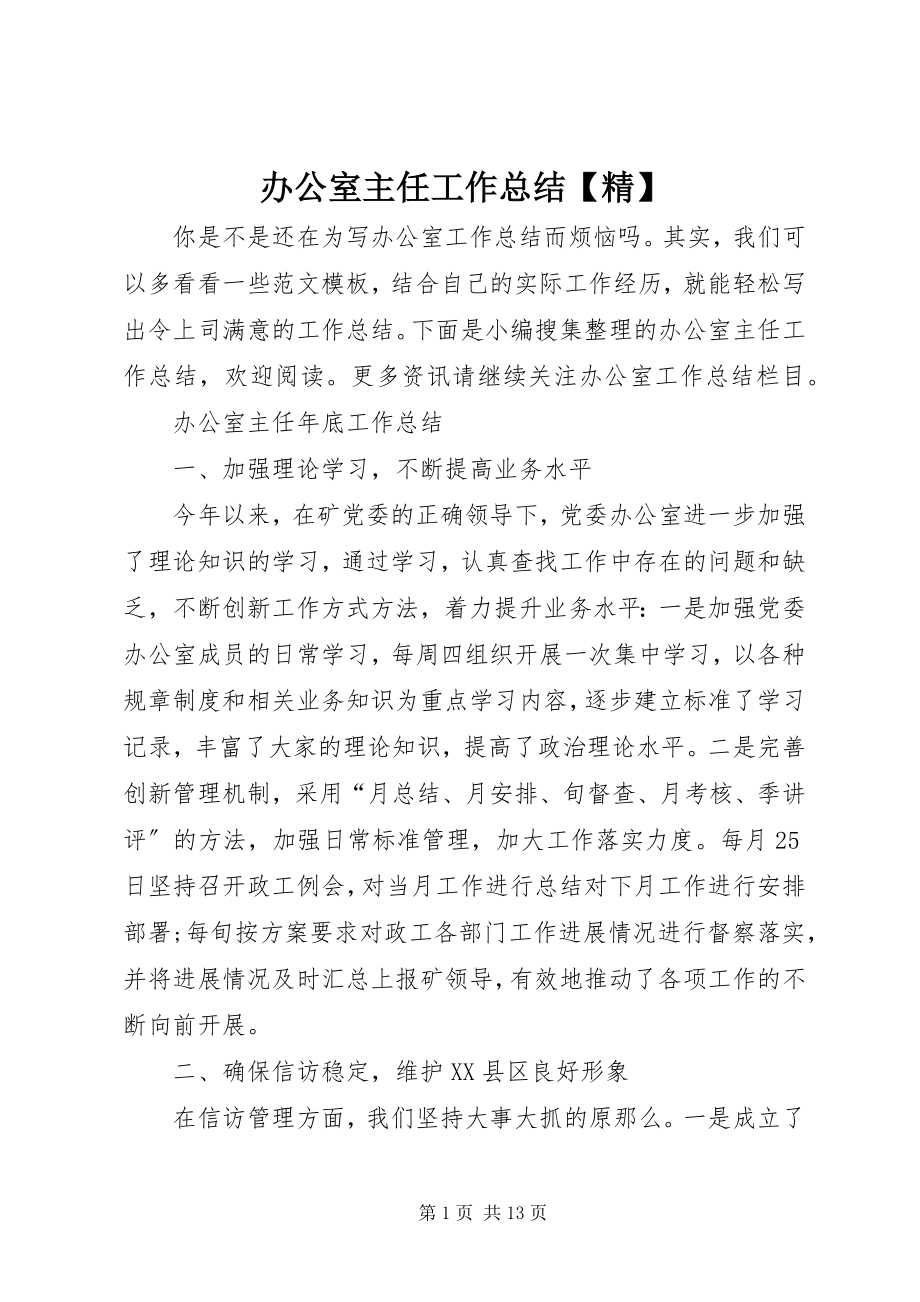 2023年办公室主任工作总结精新编.docx_第1页