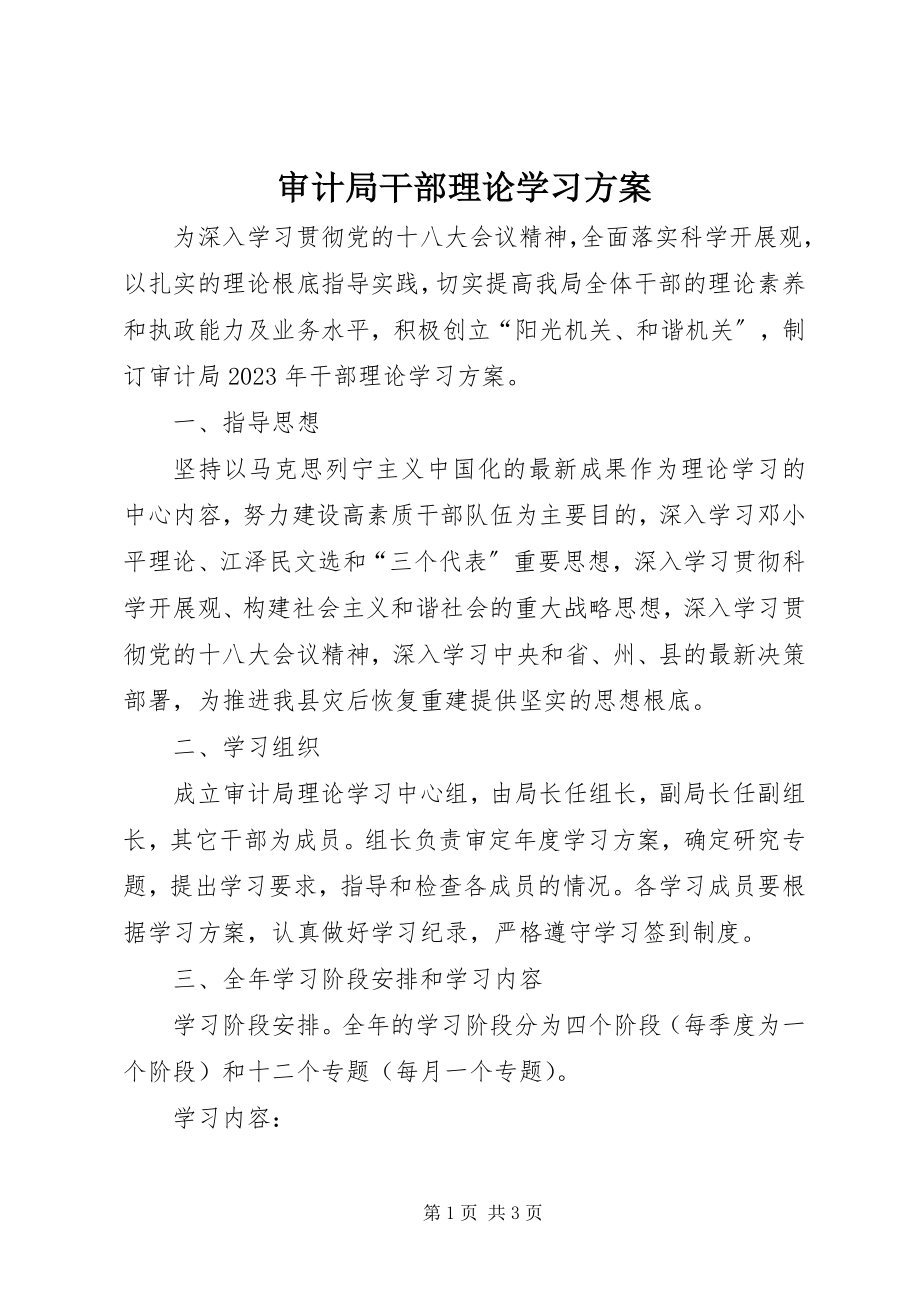 2023年审计局干部理论学习计划.docx_第1页