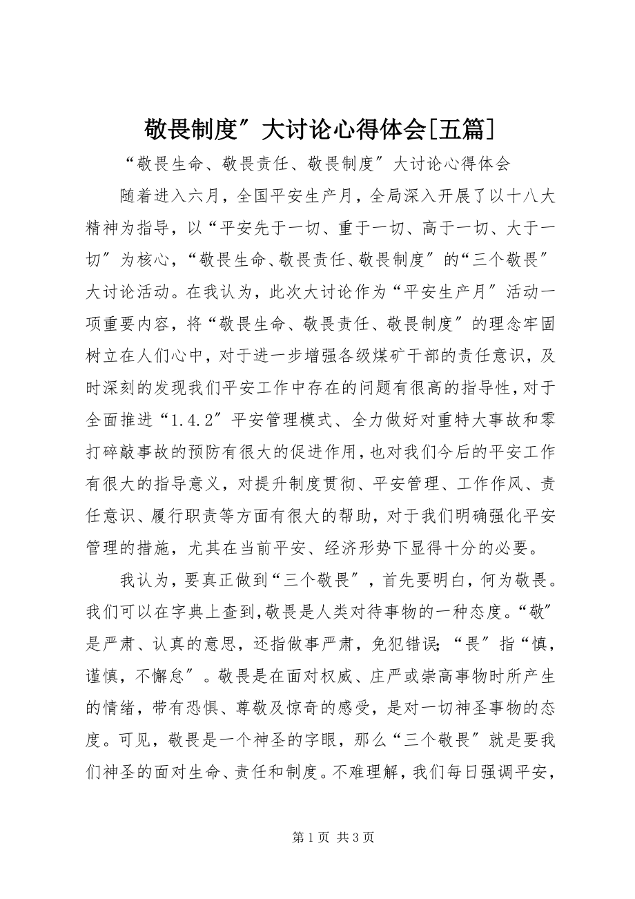 2023年敬畏制度”大讨论心得体会[五篇.docx_第1页