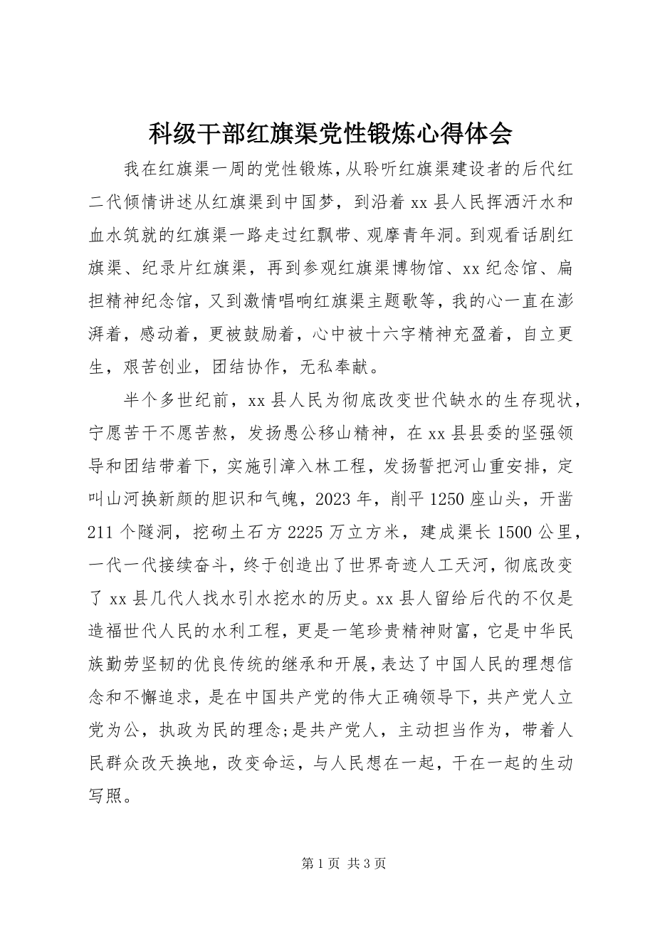 2023年科级干部红旗渠党性锻炼心得体会.docx_第1页