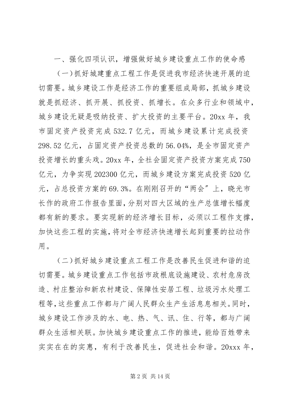 2023年副市长在全市城建重点工作部署会议上的致辞.docx_第2页