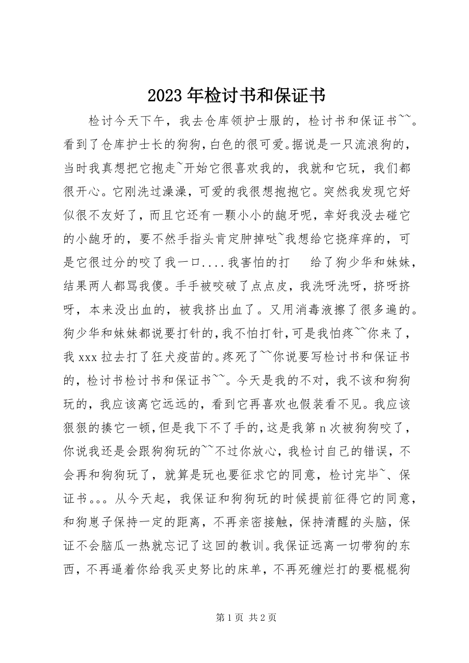 2023年检讨书和保证书.docx_第1页