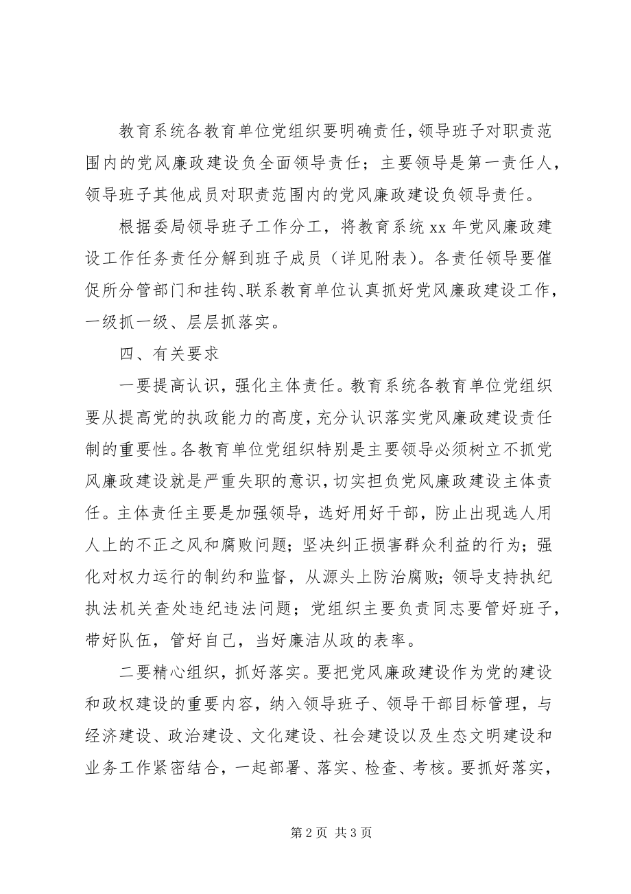 2023年教育系统党风廉政建设工作任务责任分解方案.docx_第2页