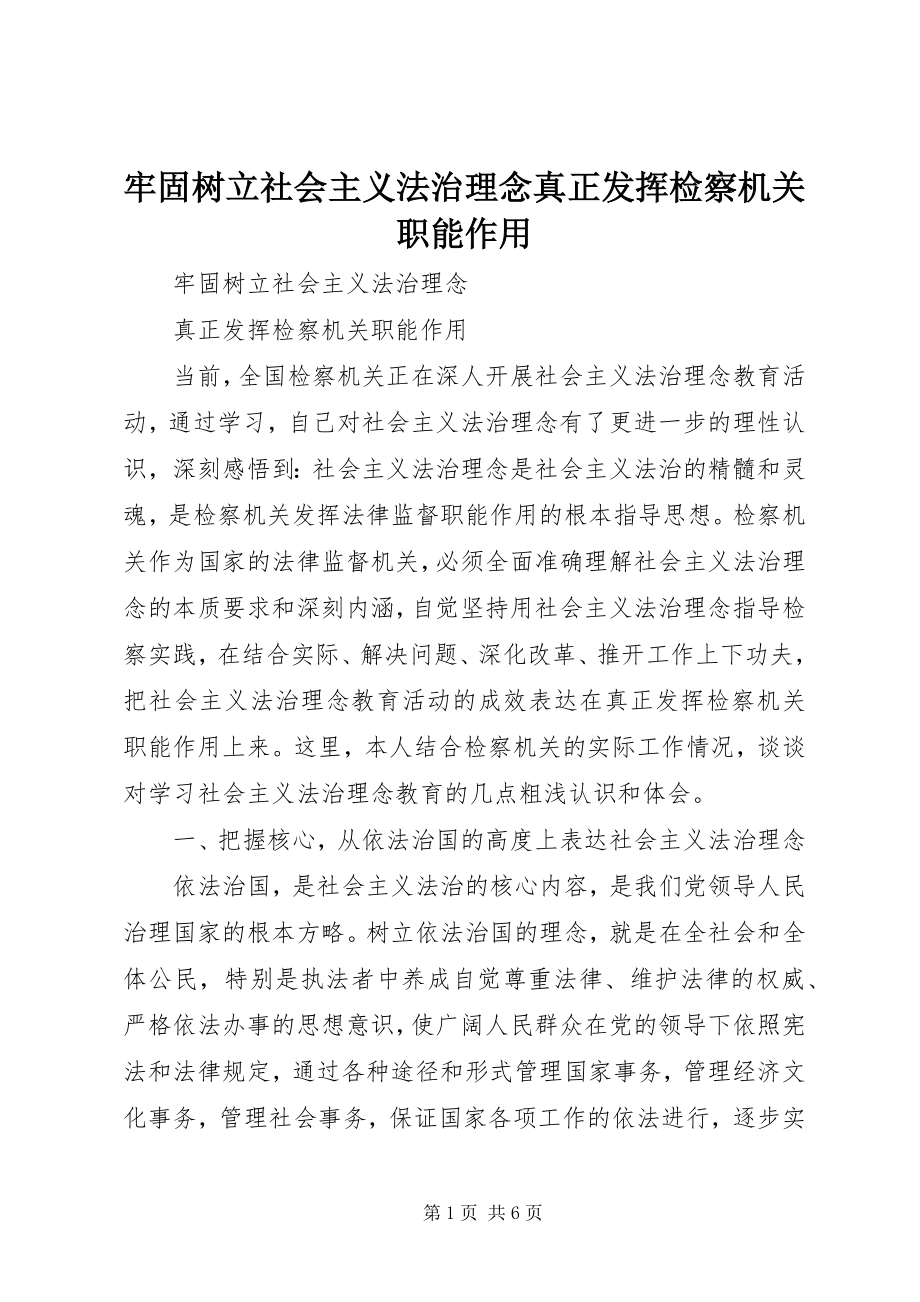 2023年牢固树立社会主义法治理念真正发挥检察机关职能作用.docx_第1页