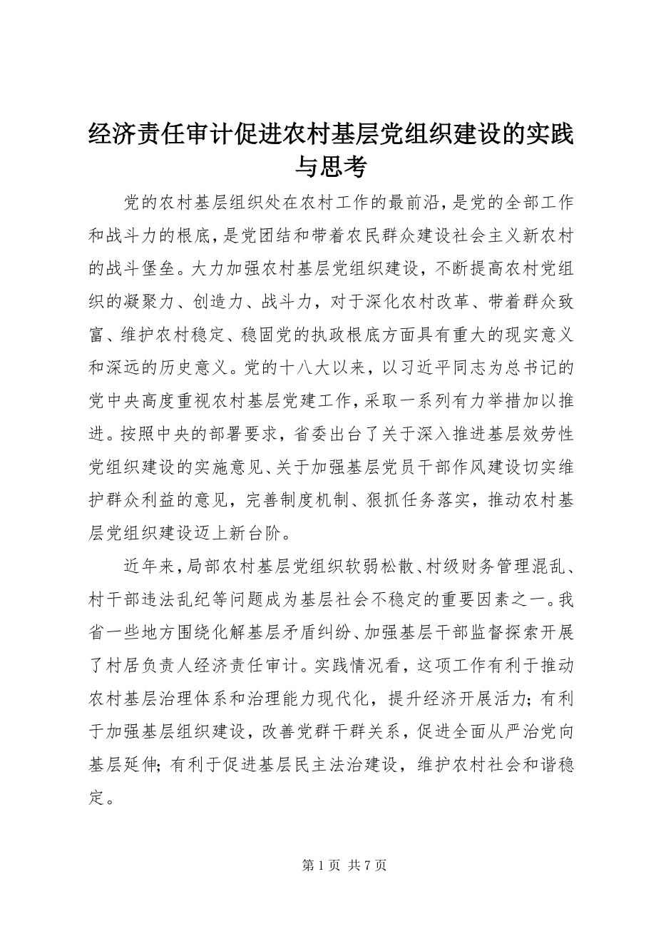 2023年经济责任审计促进农村基层党组织建设的实践与思考.docx_第1页