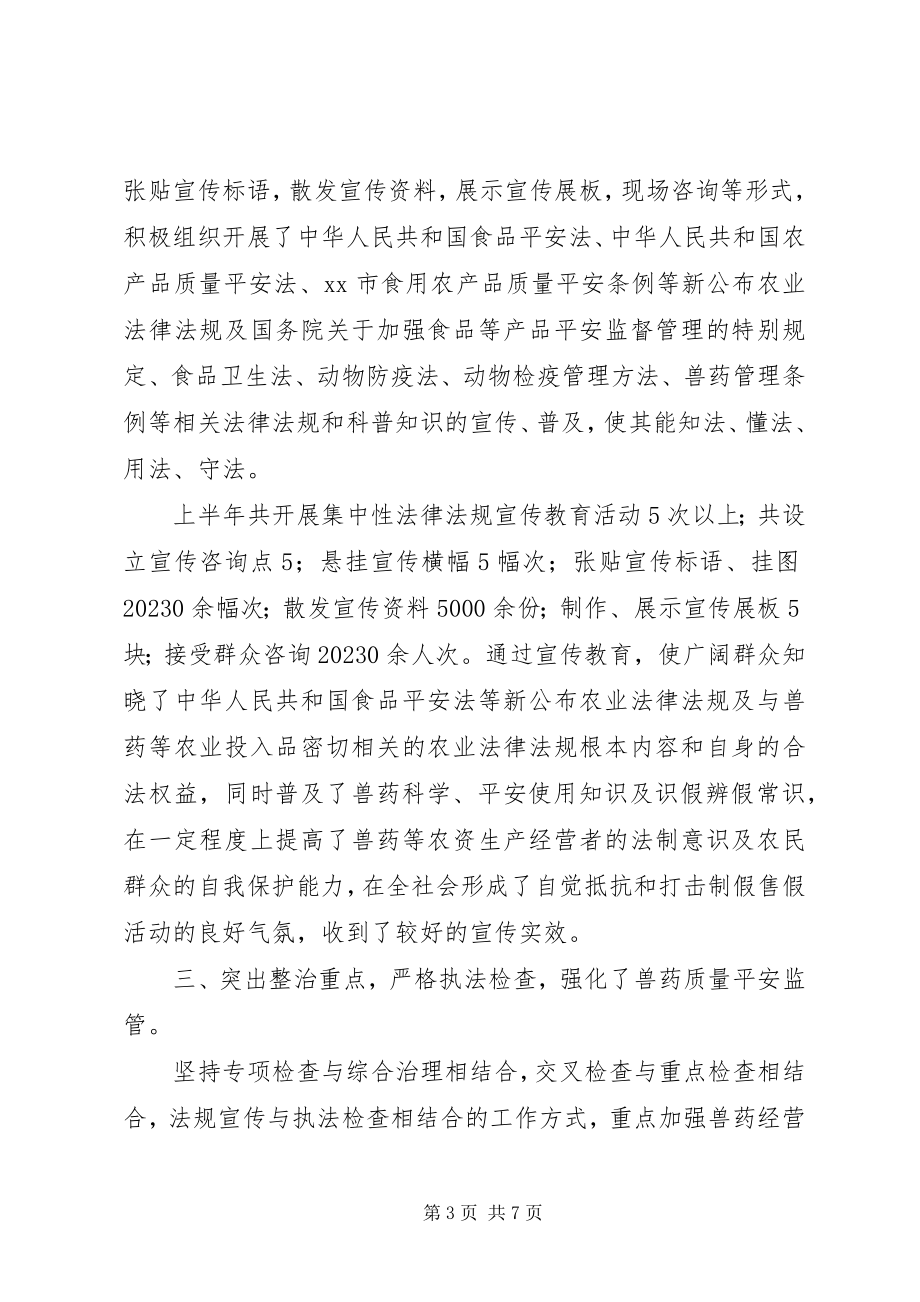 2023年上半年兽药市场整治工作总结.docx_第3页