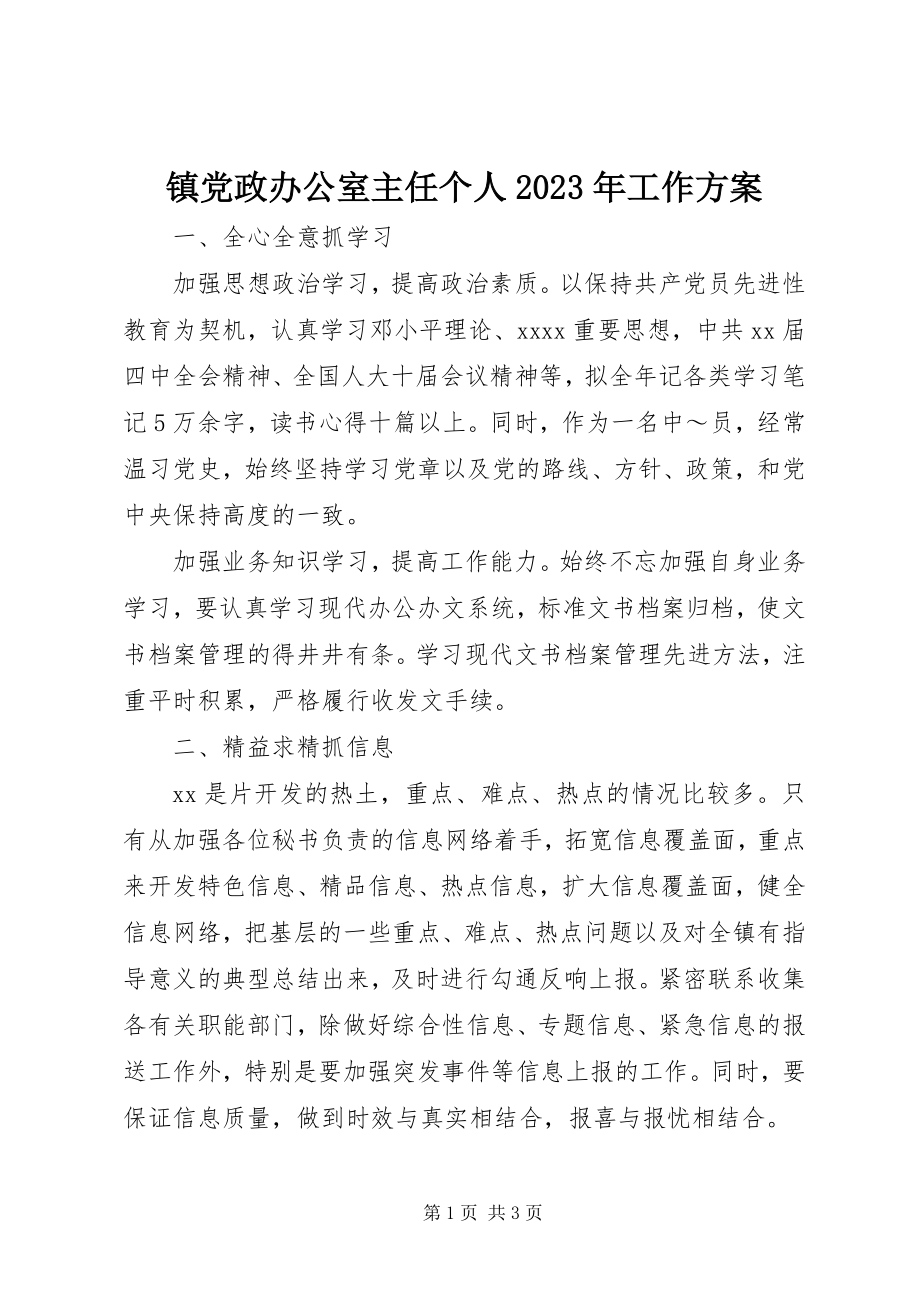 2023年镇党政办公室主任个人工作计划3.docx_第1页