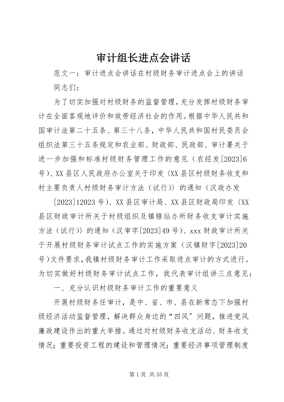 2023年审计组长进点会致辞.docx_第1页