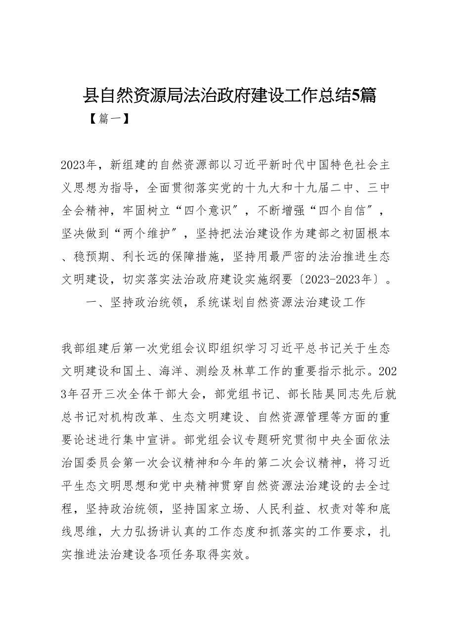 2023年县自然资源局法治政府建设工作总结5篇.doc_第1页