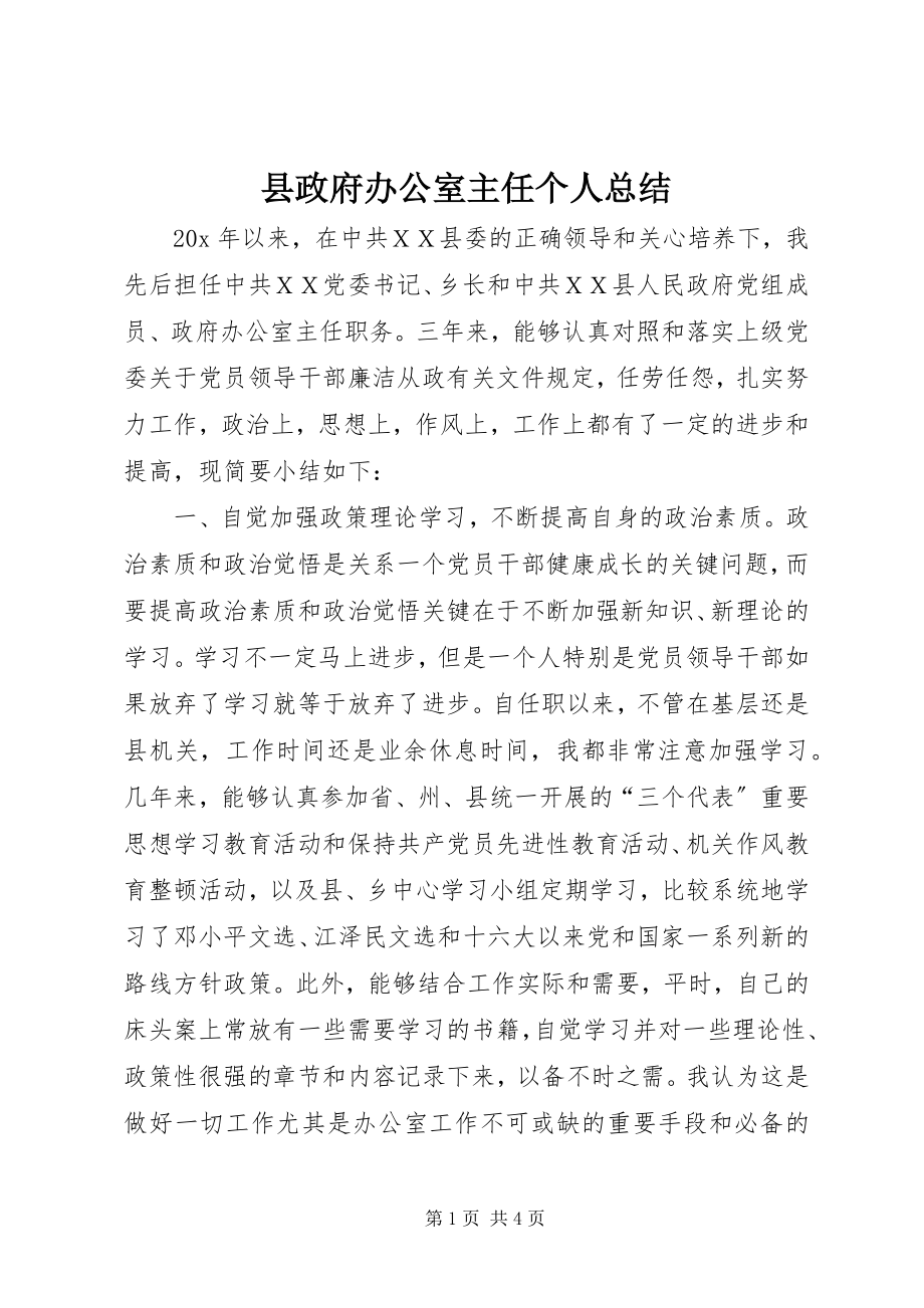 2023年县政府办公室主任个人总结.docx_第1页