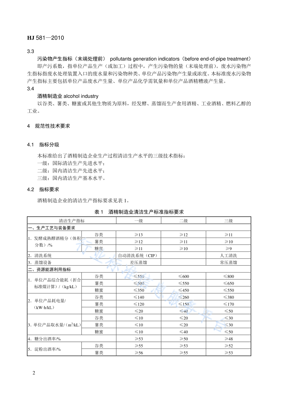 HJ 581-2010 清洁生产标准 酒精制造业.pdf_第2页