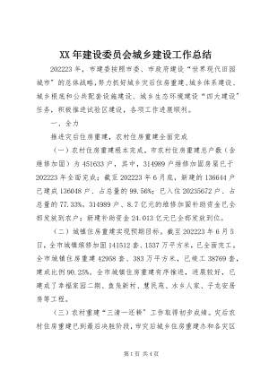 2023年建设委员会城乡建设工作总结.docx