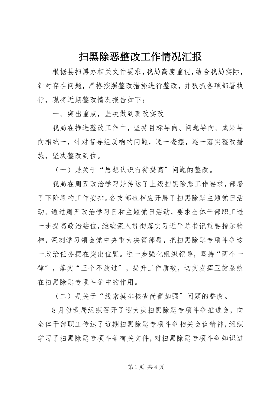 2023年扫黑除恶整改工作情况汇报.docx_第1页