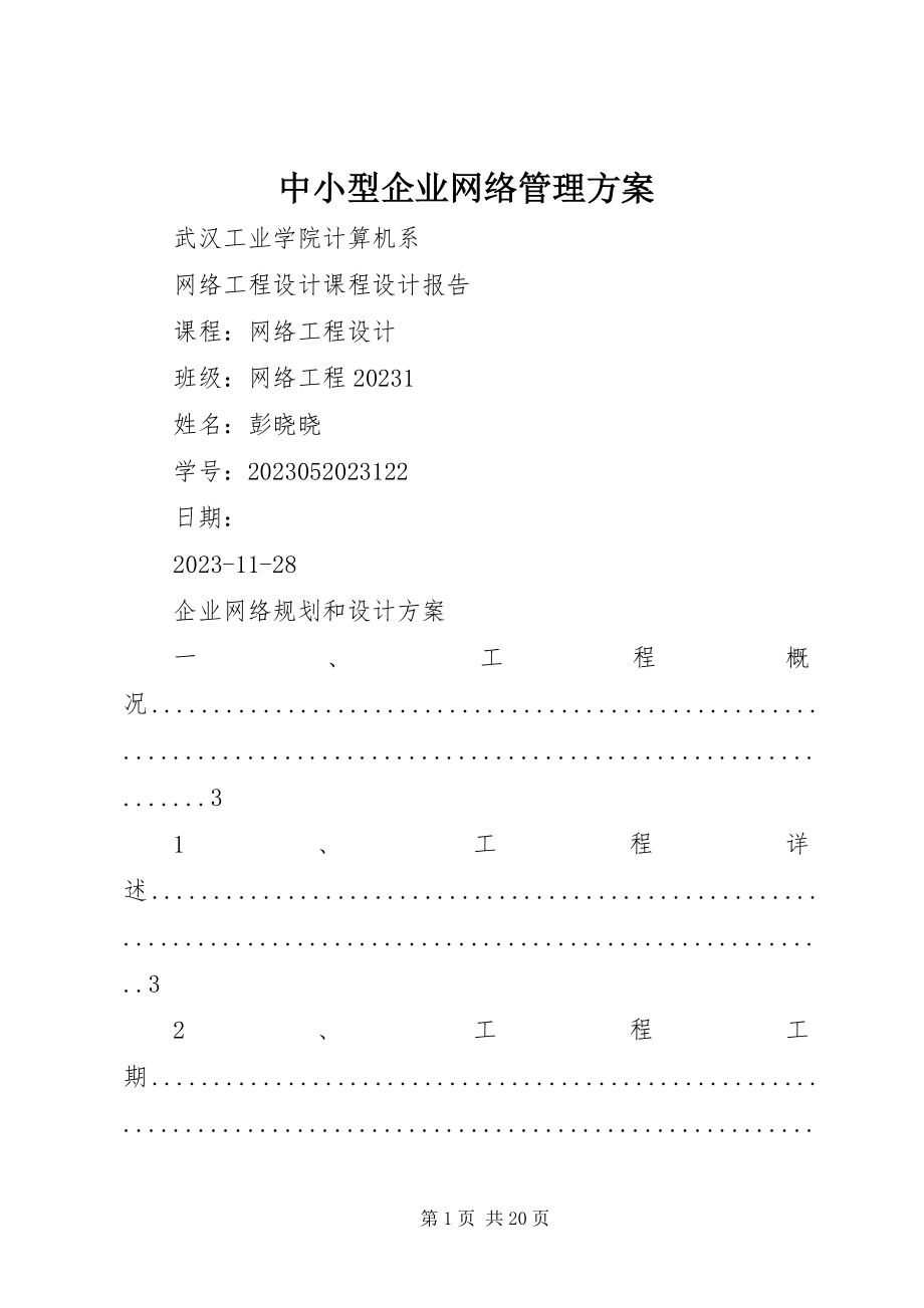 2023年中小型企业网络管理方案.docx_第1页