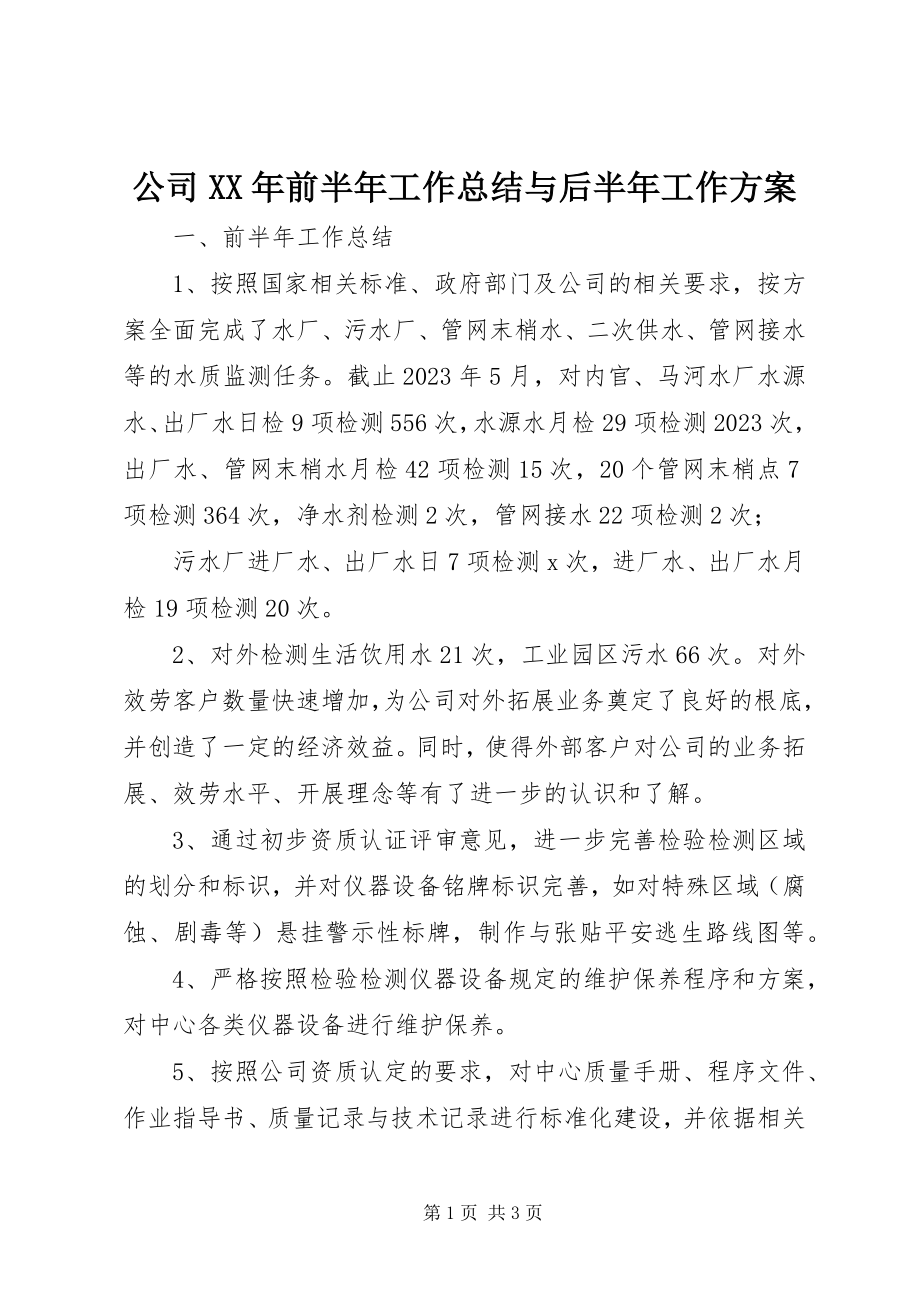 2023年公司某年前半年工作总结与后半年工作计划.docx_第1页