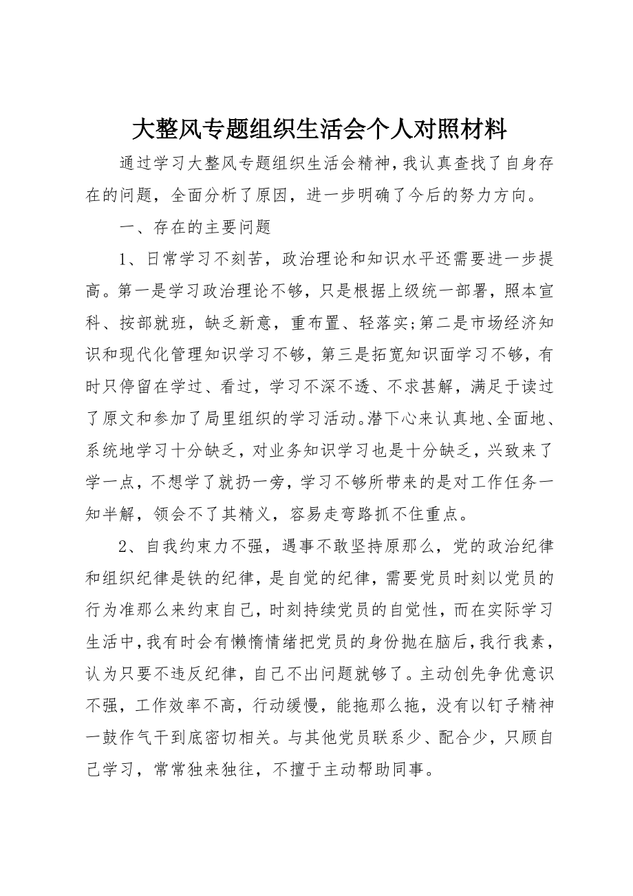 2023年大整风专题组织生活会个人对照材料新编.docx_第1页