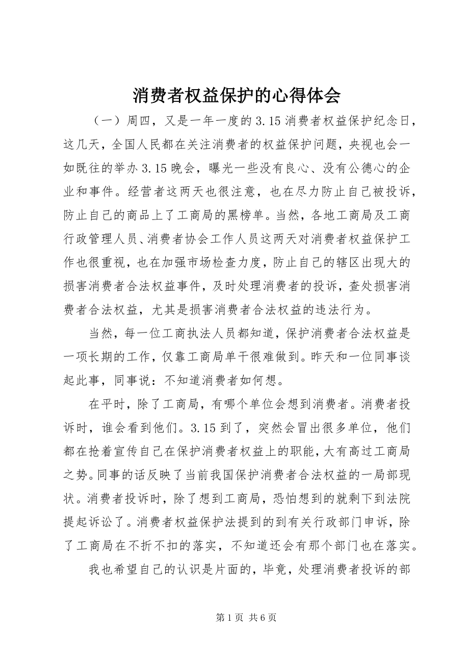 2023年消费者权益保护的心得体会.docx_第1页