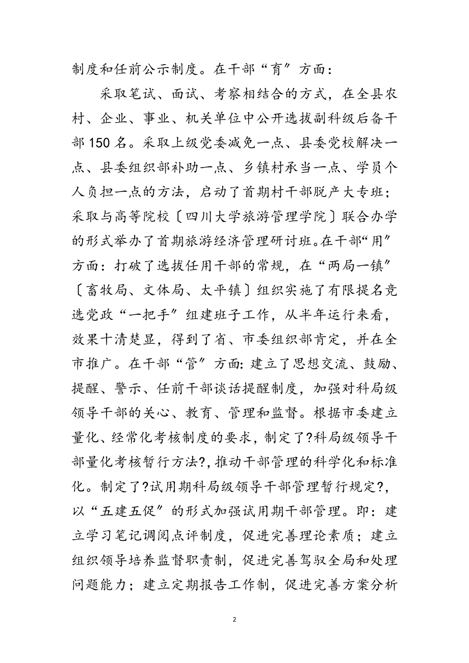 2023年县组织工作半年总结暨作风整顿的讲话范文.doc_第2页