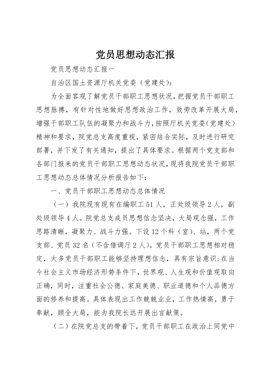 2023年党员思想动态汇报.docx_第1页