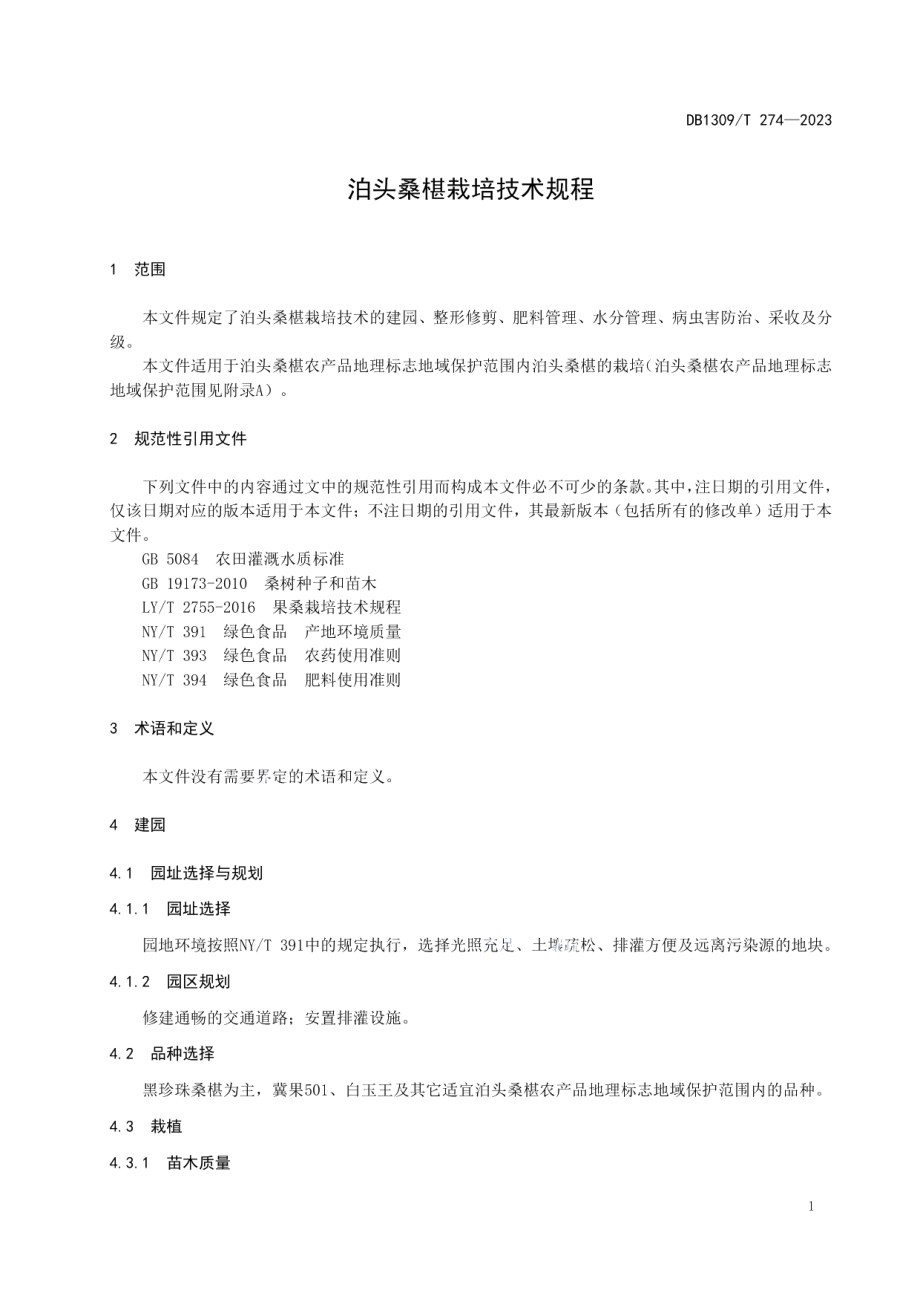 DB1309T 274-2023泊头桑椹栽培技术规程.pdf_第3页