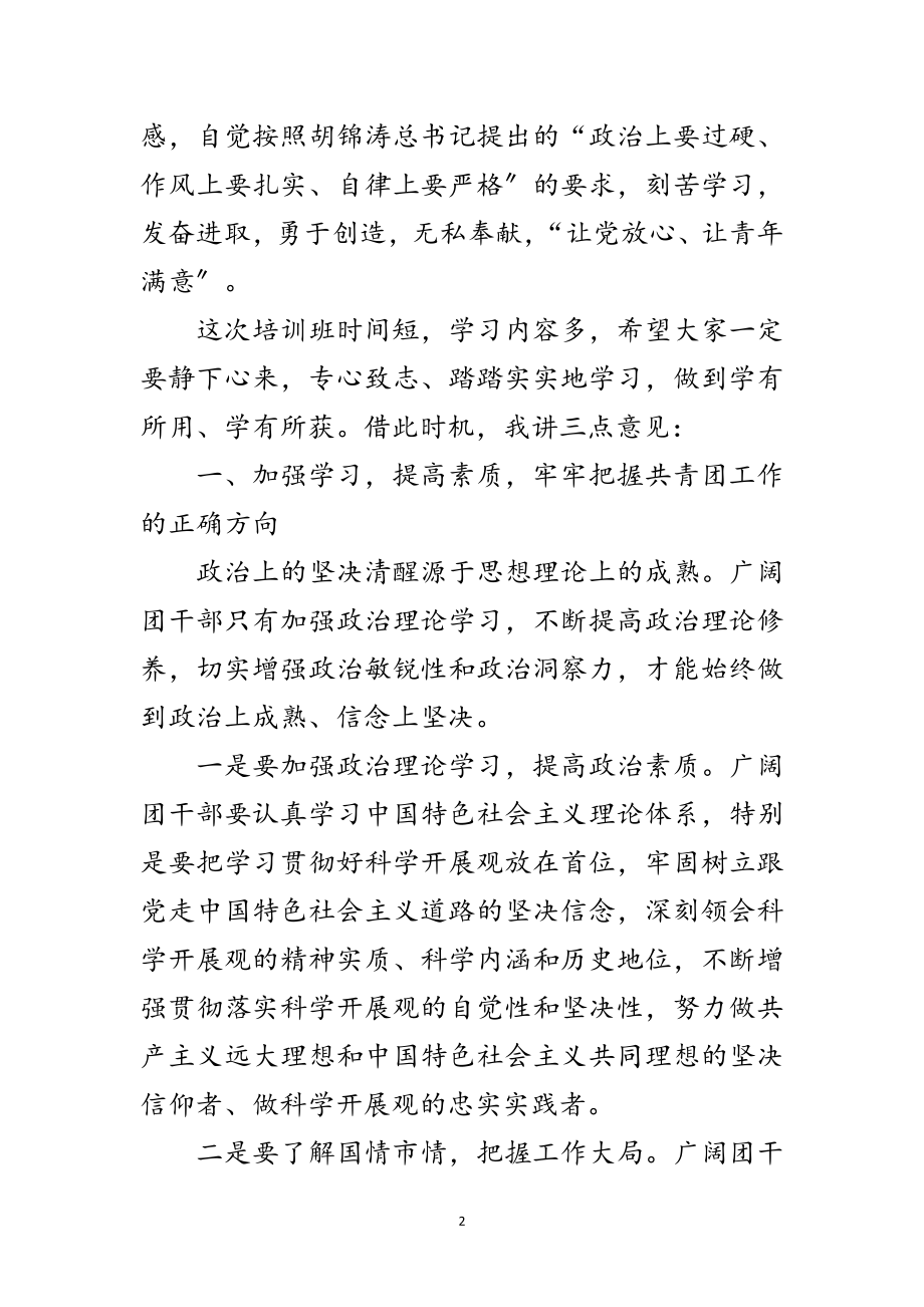 2023年书记在团干部培训会发言范文.doc_第2页