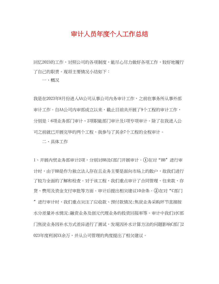 2023年审计人员度个人工作总结.docx_第1页