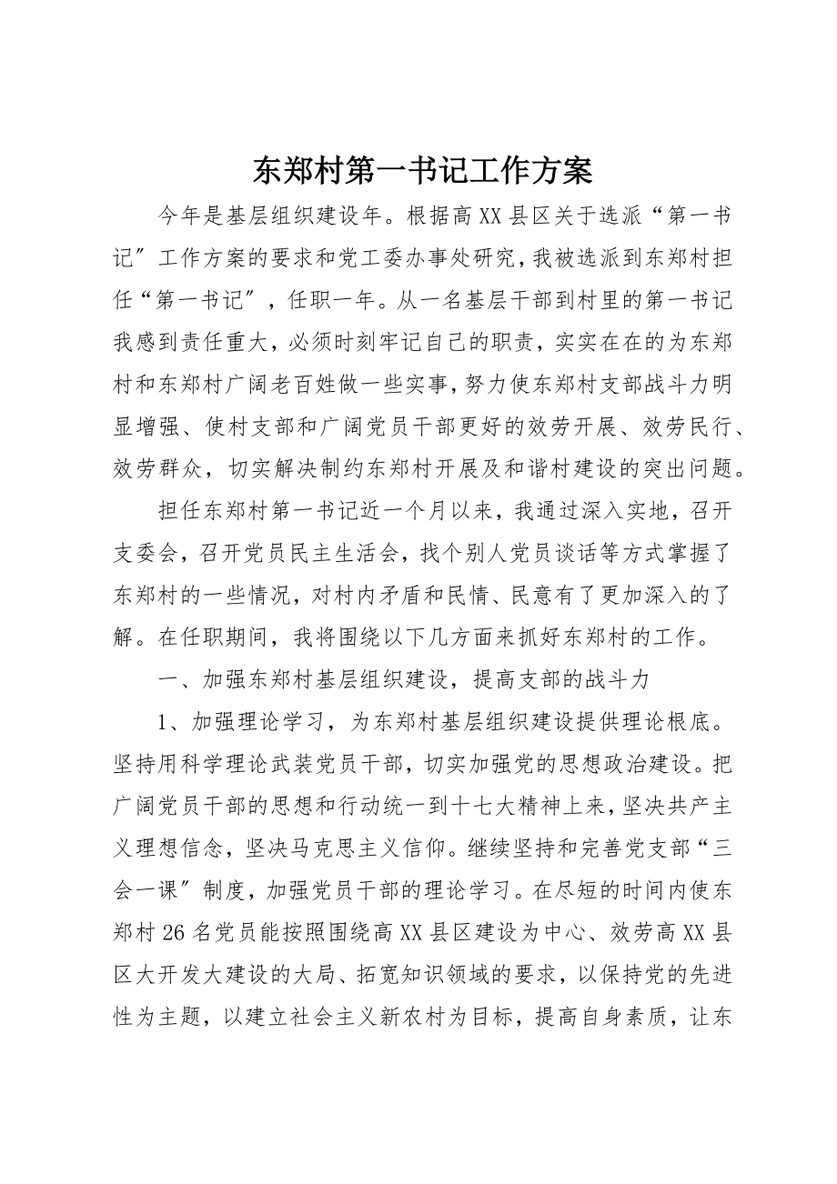 2023年东郑村第一书记工作计划.docx_第1页