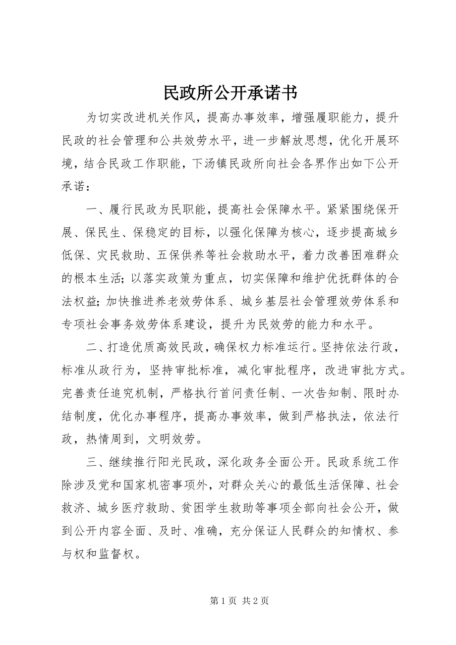 2023年民政所公开承诺书.docx_第1页