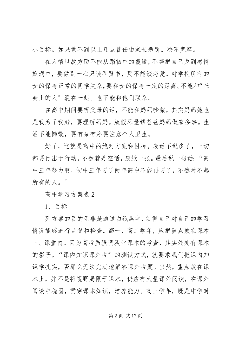 2023年高中学习计划表多篇总结多篇.docx_第2页