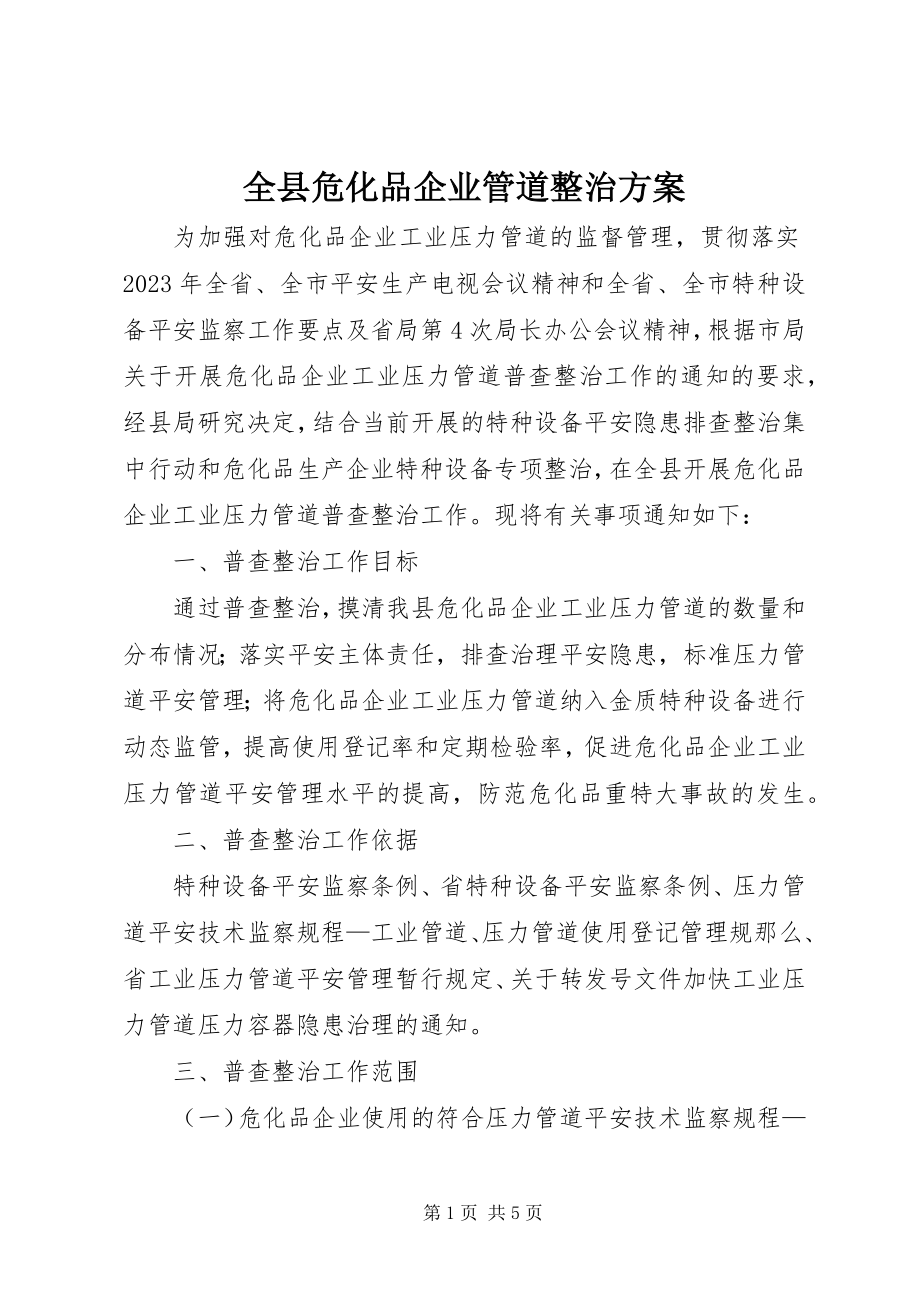 2023年全县危化品企业管道整治方案.docx_第1页