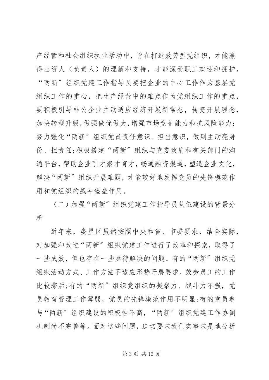 2023年加强两新组织党建工作指导员队伍建设的实践与思考.docx_第3页