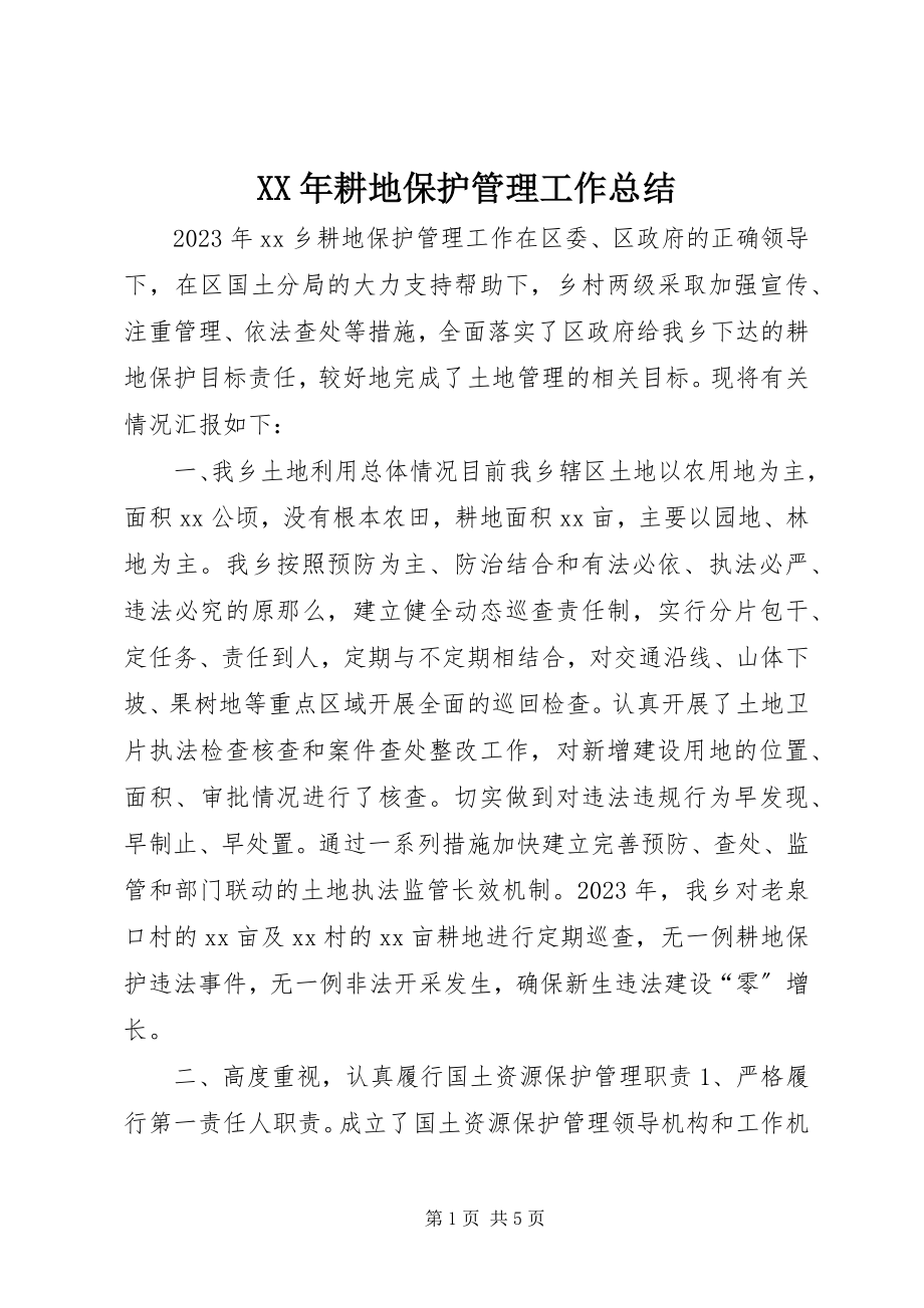 2023年耕地保护管理工作总结.docx_第1页