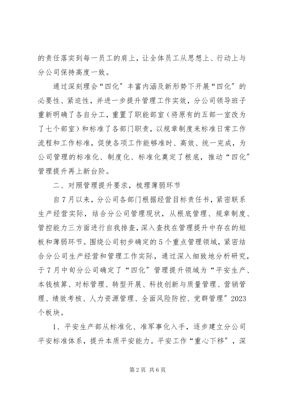 2023年“四化”管理提升工作第一阶段总结新编.docx_第2页