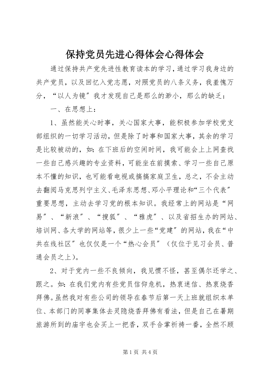 2023年保持党员先进心得体会心得体会新编.docx_第1页