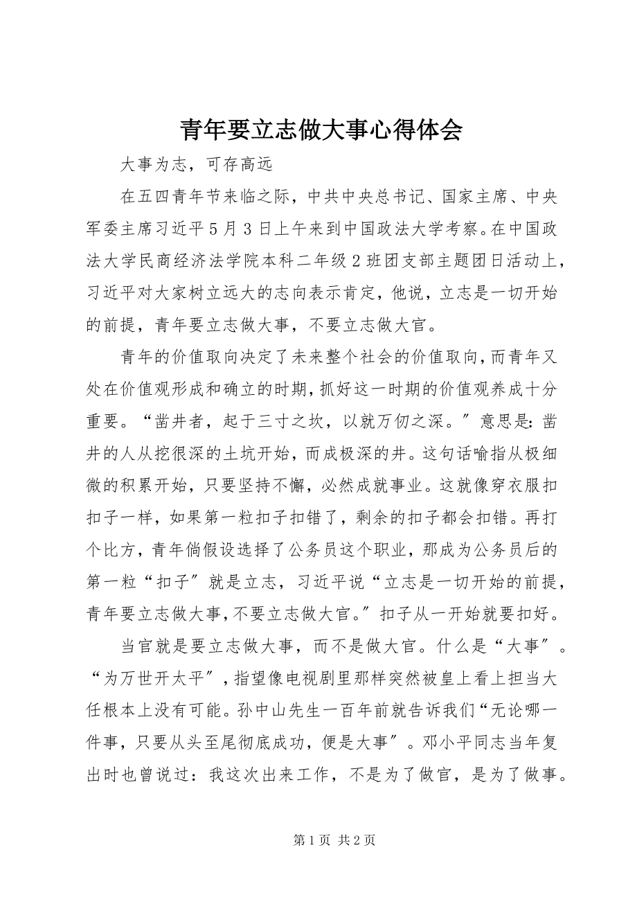 2023年青年要立志做大事心得体会.docx_第1页