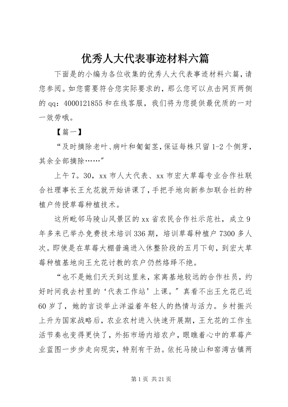 2023年优秀人大代表事迹材料六篇.docx_第1页