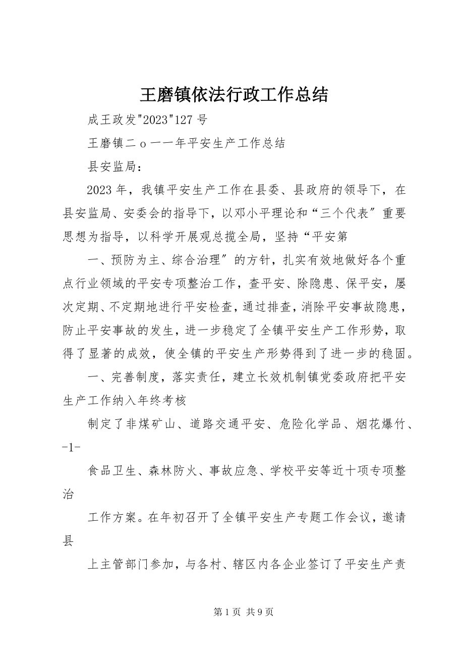 2023年王磨镇依法行政工作总结.docx_第1页