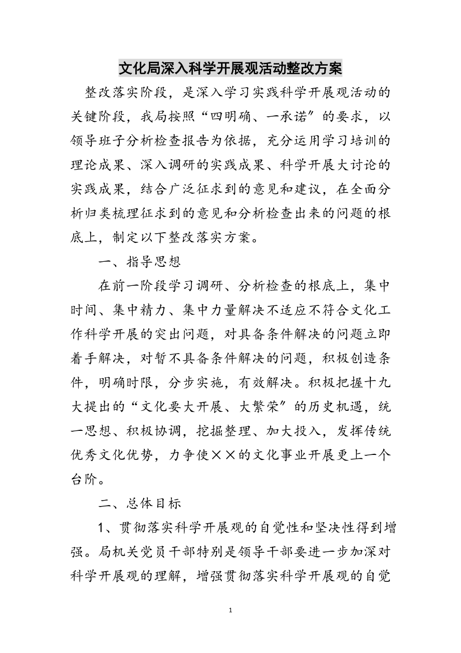 2023年文化局深入科学发展观活动整改方案范文.doc_第1页