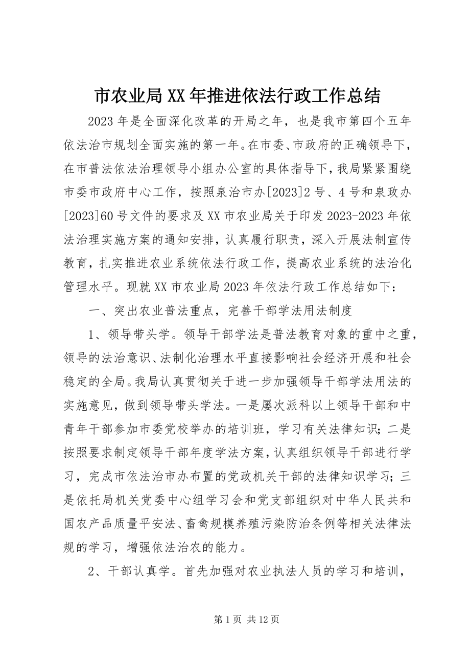 2023年市农业局推进依法行政工作总结.docx_第1页