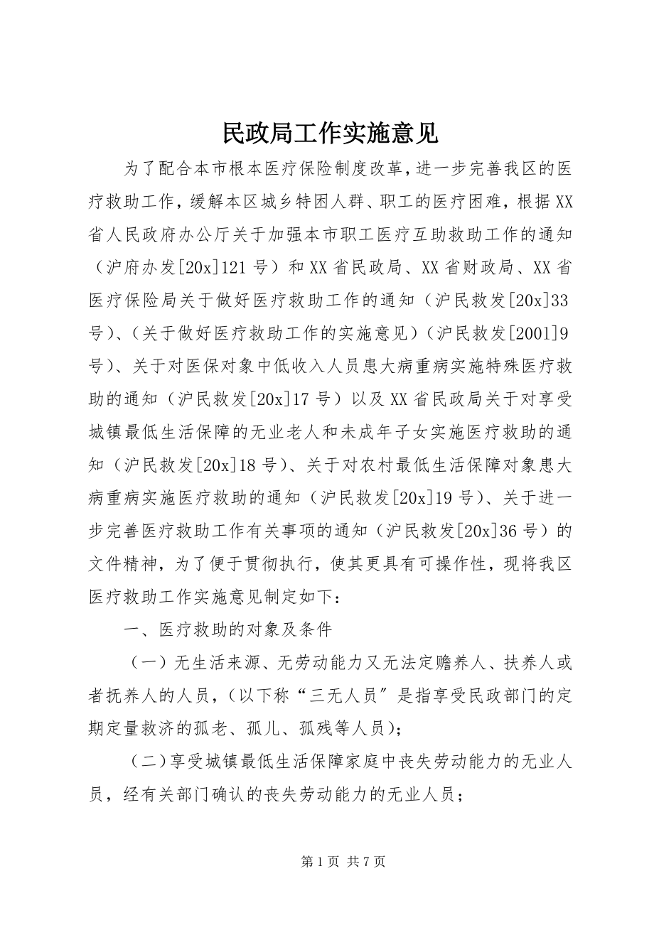 2023年民政局工作实施意见.docx_第1页