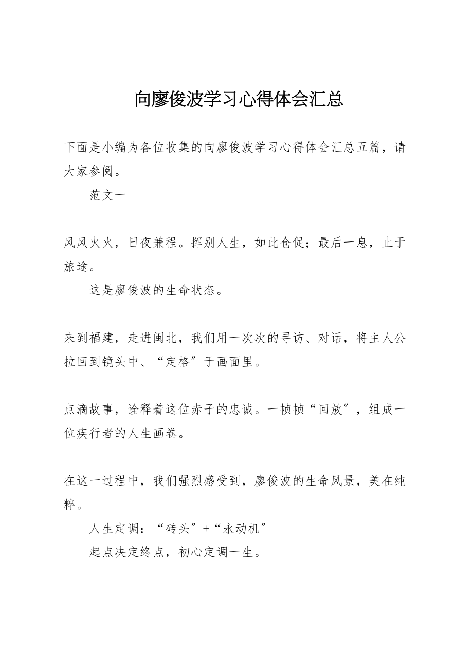 2023年向廖俊波学习心得体会汇总.doc_第1页